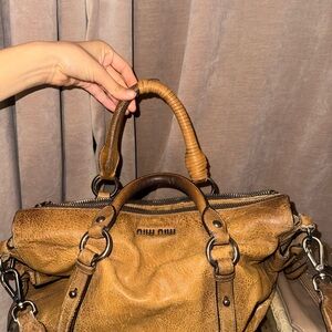 Miu Miu Tan Leather Satchel